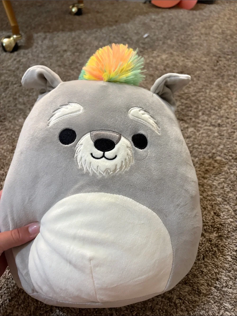Squishmallows Gray & White Plush with Rainbow Pom Pom